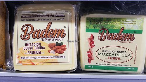 Vegan cheeses at Ceres Mercado in Medellin