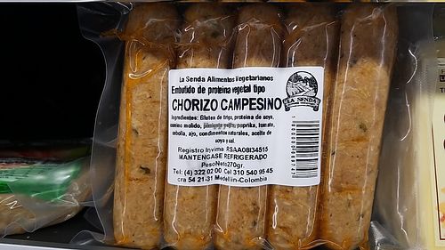 Vegan chorizo at Ceres Mercado in Medellin