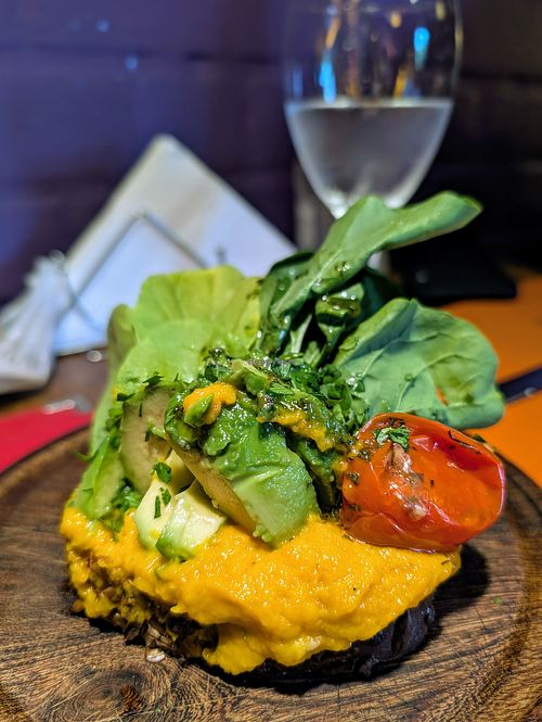 Vegan bruschetta at Pura Vida in El Calafate