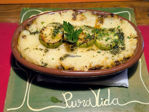 Vegan potato pie at Pura Vida in El Calafate