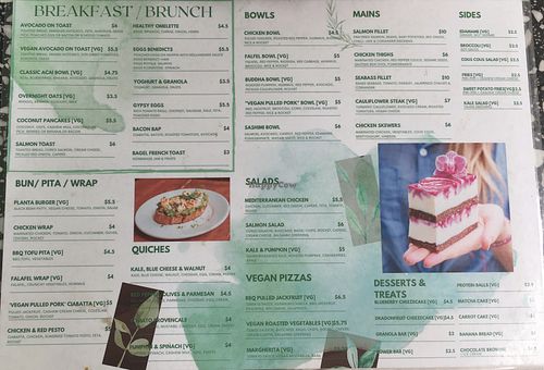 Menu  at Planta in Phnom Penh