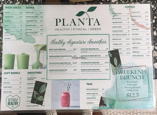 Menu  at Planta in Phnom Penh