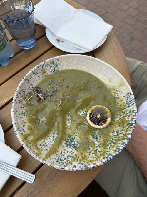 Green soup (half eaten before I remembered to take a photo)   at Pipelettes & Co in Trouville-sur-mer