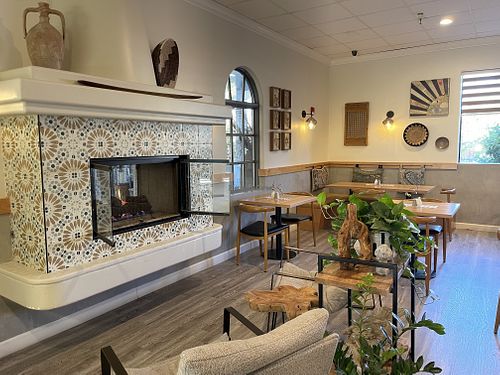 Inside dining  at Azure Palm Café in Desert Hot Springs