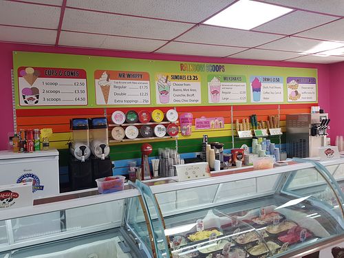 Counter and prices at Rainbow Scoops  in Darlington