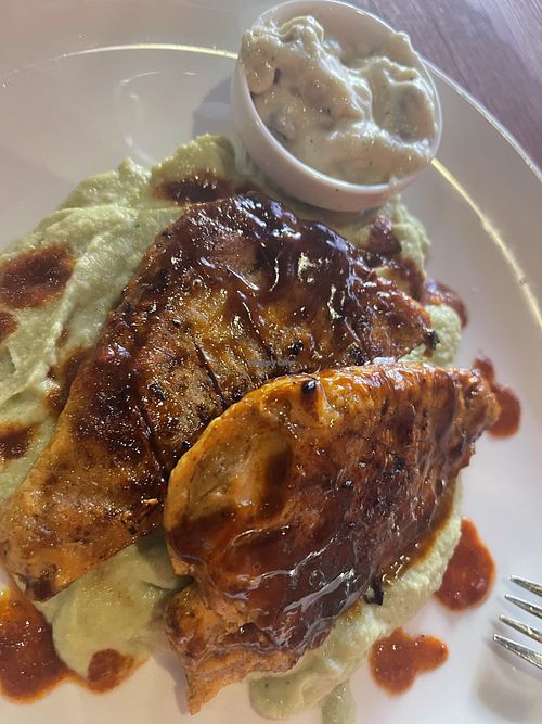 Steak with mushy peas  at Romeo and Vero Vegan Butcherie and Restaurant  in Cape Town