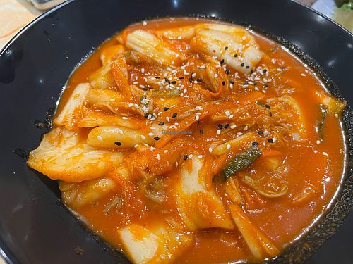 Tteokbokki with missing jade tofu that was replaced later! 6/10 alliums taste vv strong!  at Zuya Vegetarian 竹雅素食 - Marina Square in Central Singapore