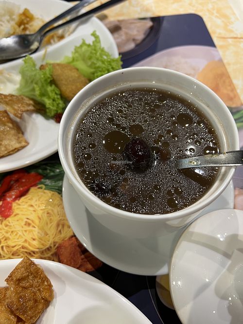 Black bean soup - a must order when available! Beans are soft with lots of mushroom stalk for flavour and texture! 10/10  at Zuya Vegetarian 竹雅素食 - Marina Square in Central Singapore