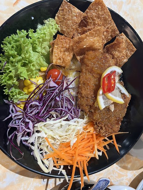 Honey lemon chicken cutlet rice   at Zuya Vegetarian 竹雅素食 - Marina Square in Central Singapore
