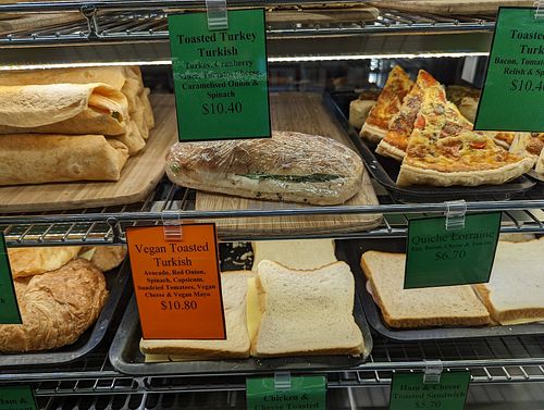 Vegan sandwich option with vegan cheese and vegan mayo at Elizabeth Town Bakery Cafe in Elizabeth Town