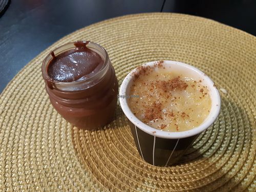 Chocolat mousse and Sweet rice at Veganicelos in Setubal