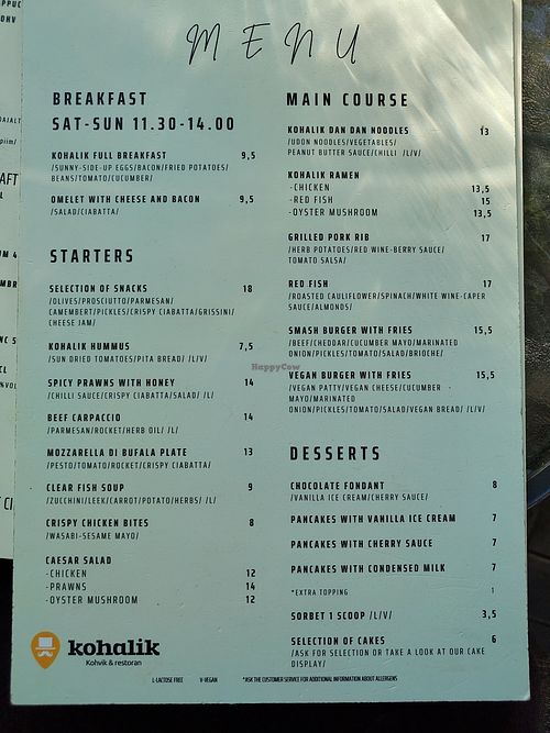 2026 August menu at Kohalik in Tallinn