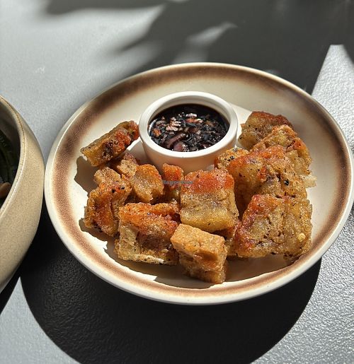 Lechon kawali with vinegar dipping sauce   at The Vegan Shack in Panglao