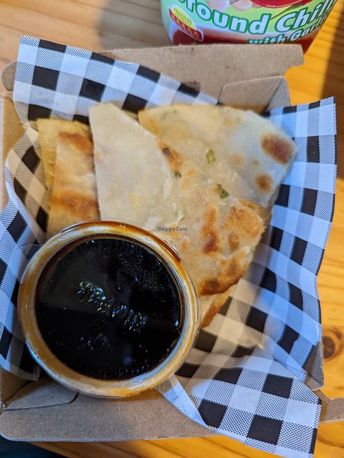 Onion pancakes at Luna Chan in Moonah