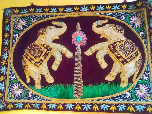 Homemade artwork on wall at Khana Indian Bistro in Hershey