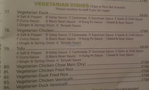 Vegan options at Little Fat Buddha in Chester-le-street