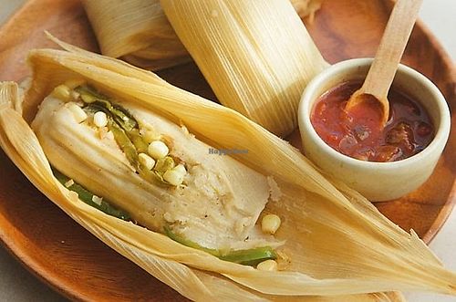 Tamales rojos de seitán  at Indigo in San Luis Potosi