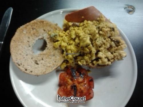 fake bacon, tofu&sheese bagal at Giro's Cafe in Belfast