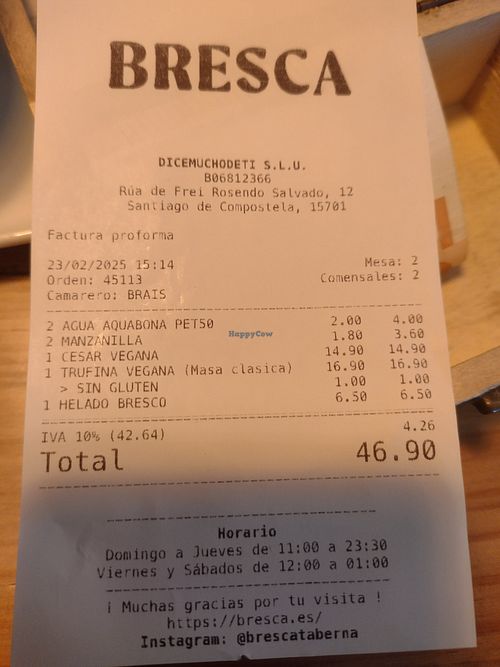 Factura at Bresca in Santiago De Compostela