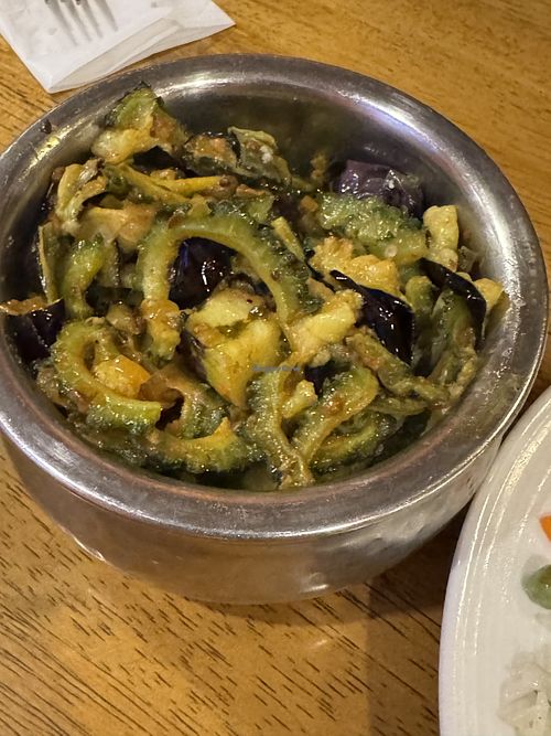 Goya (Bitter Melon) with Eggplantt  at Indira Indian Restaurant in Chatan