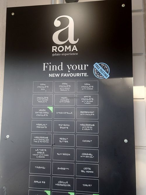 List of the flavours at Aroma Gelato Boutique in Pula