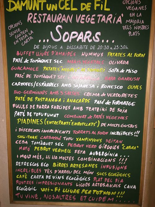 Menu at Damunt un cel de fil in Terrassa