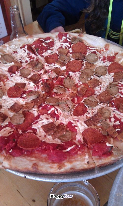 Meatless meat-lovers pizza  at Pizzetta in Mystic