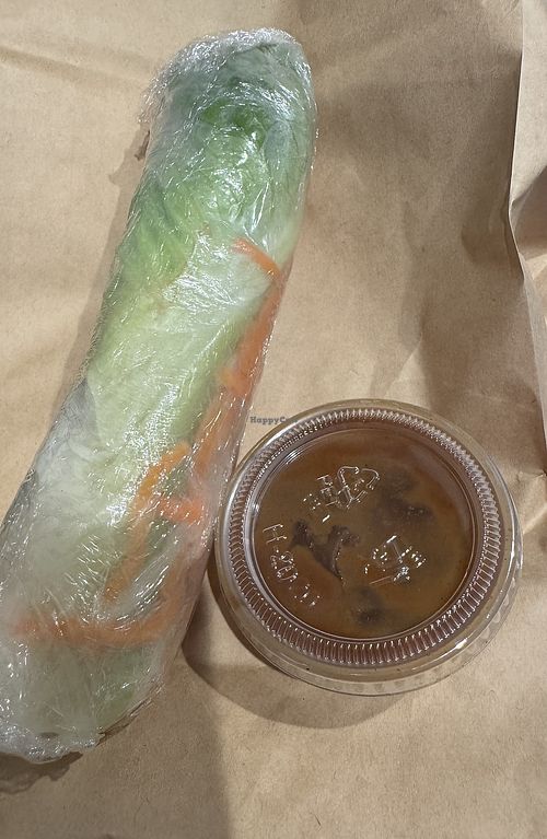 Veggie Salad Roll with peanut sauce for take out.   at Pholicious in Vancouver