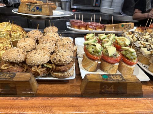 The two vegan options.   at Baztan Pintxos & Bar in San Sebastian