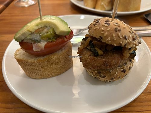 The two vegan options   at Baztan Pintxos & Bar in San Sebastian