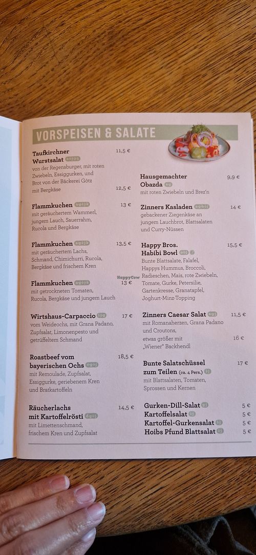 Dennoch 4 gute vegane Optionen und ein täglich wechselndes veganes Mittagsmenü aus Vorspeise und Hauptgang. at Wirtshaus Zinners in Taufkirchen