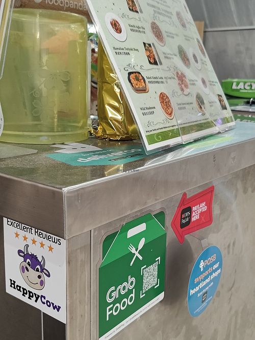 HappyCow Excellent Reviews 5 Stars decal at So Green in East Singapore