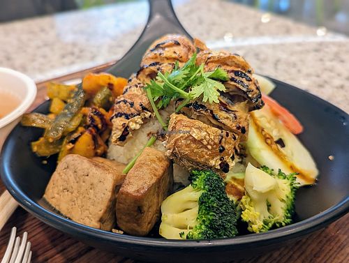 Beancurd skin with sesame rice #Veganuary at Greendot 绿一点 - Asia Square in Central Singapore