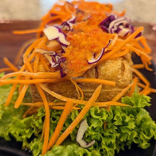 Tofu with chili sauce #Veganuary at Greendot 绿一点 - Asia Square in Central Singapore