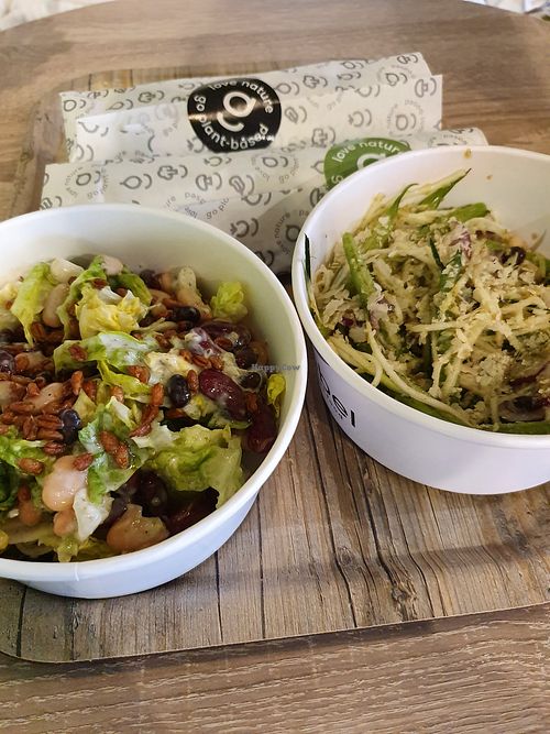 Menu with salad and wrap at Greenrebel in The Hague