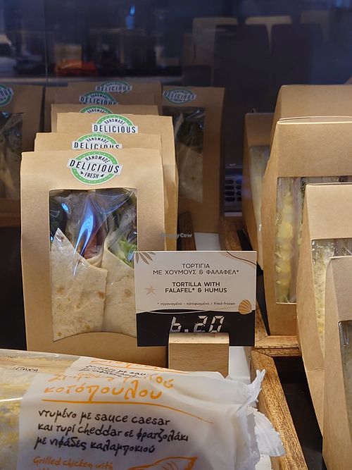 Tortilla with falafel and hummus at CFU Airport - French Bakery - Departures Airside in Corfu