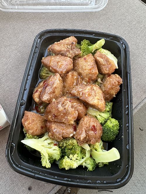 General Tso’s vegan chicken (specify no oyster or fish sauce)  at King Chef in Worcester