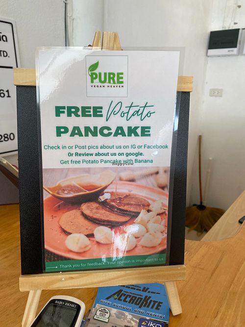 Free pancakes. at Pure Vegan Heaven - Thong Sala in Koh Phangan