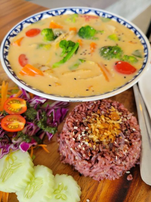 Tom yum soup at Pure Vegan Heaven - Thong Sala in Koh Phangan