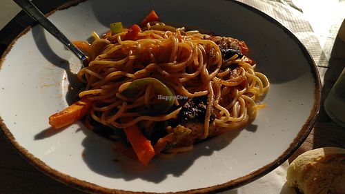 Pasta with veggies at Mouria 1923 in Kymi