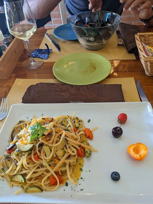 Tagliatelle and vegetables at Osteria Al Fureghin in Burano