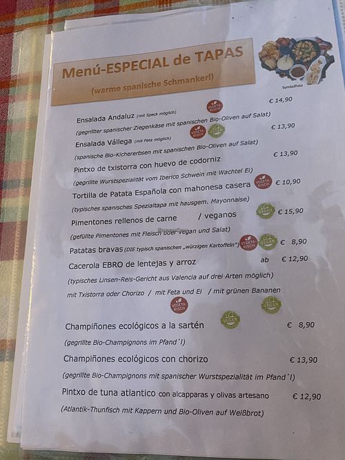 Menu changes weekly  at Felsengartl Tapas-Heurigen in Emmersdorf An Der Donau
