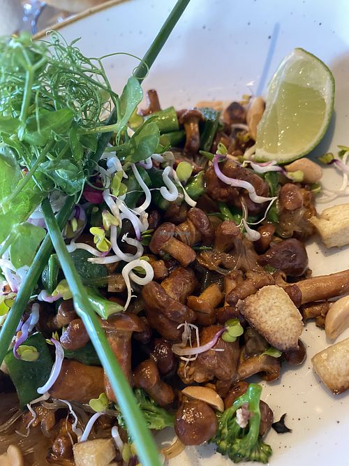 Frische Pfifferlinge mit Räucher Tofu  at Huk's in Aschberg