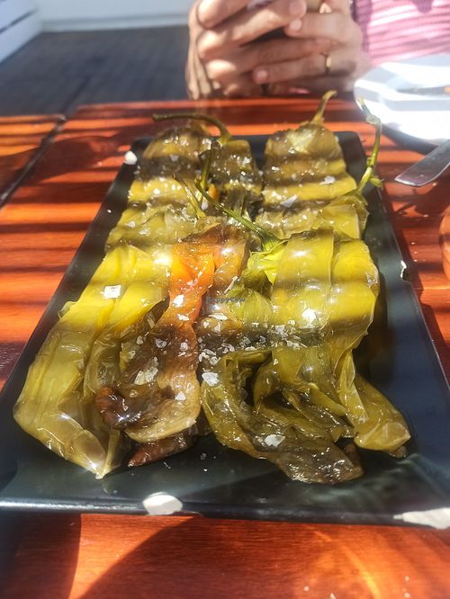 Fried green peppers at Bahía Limón Chiringochill in San Roque