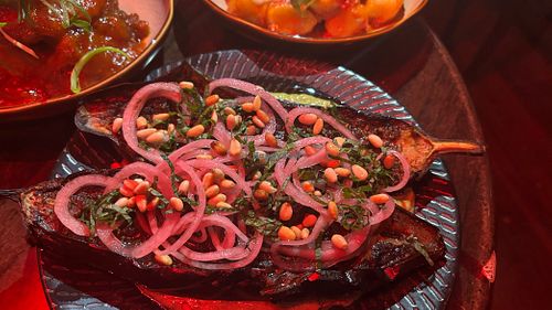 Charred eggplantt  at Hail Lilith  in Footscray