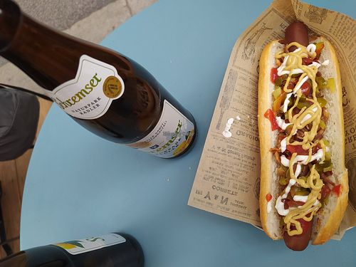 The hot dog! at Eh Wurst Vegane Würstelbar in Vienna