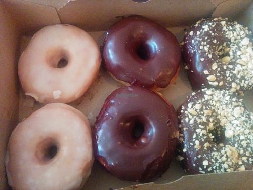 Our delicious takeout order. Last of the day 's selections. at Dun-Well Doughnuts in Brooklyn