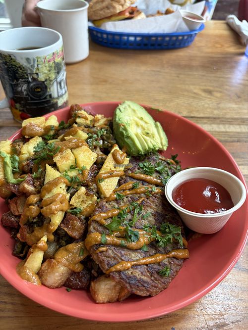 Breakfast scrambleed eggs  at Rosetta's Kitchen in Asheville