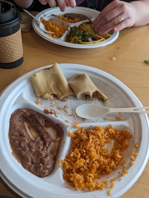 Tamales in the front and tacos in the back! at Rojos Mexican Food in Seattle