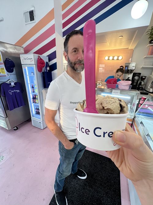 Vegan Hubby eyeing my selection! he got the same  at Ice Cream Social in White Plains